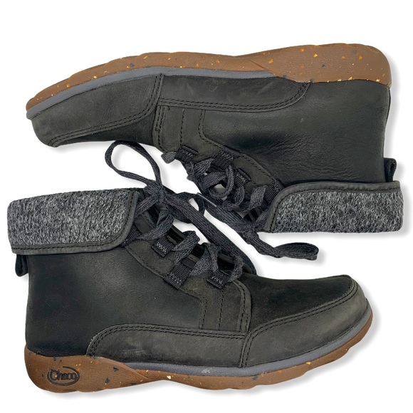 Chaco Shoes - Chaco Barbary black iron gray knit ankle boots